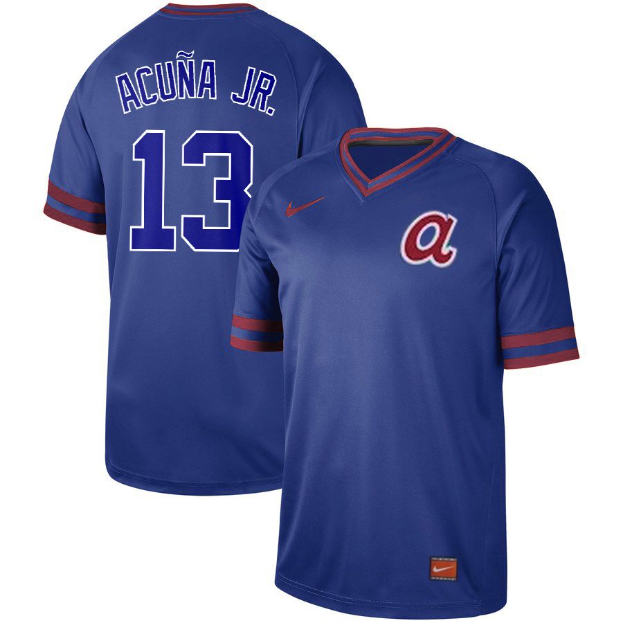 2019 Men MLB Atlanta Braves #13 Acuna Jr blue Nike Cooperstown Collection Jerseys->seattle mariners->MLB Jersey